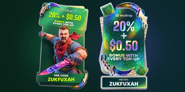 Keydrop: 20% + $0.50 de bonus con el código ZUKFUXAH